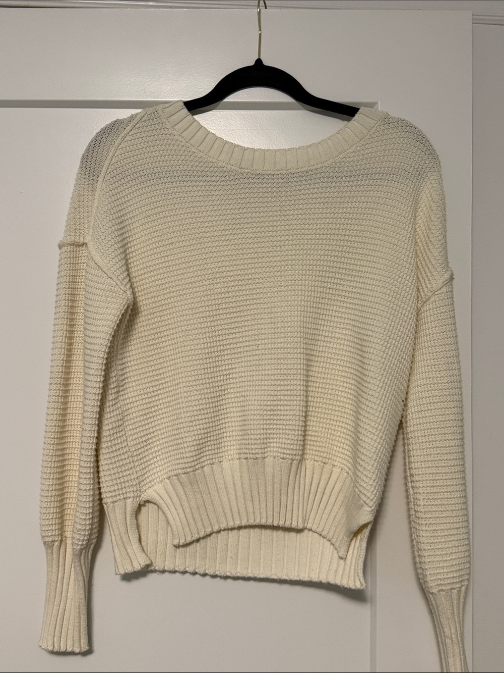Jessica Simpson Cream Waffle-Knit Crew Sweater